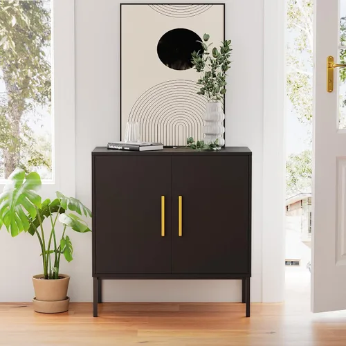 Miniatura 10 de LYNSOM Armario de almacenamiento con puertas y estantes, gabinete de oficina independiente, aparador de madera moderno para cocina, sala de estar