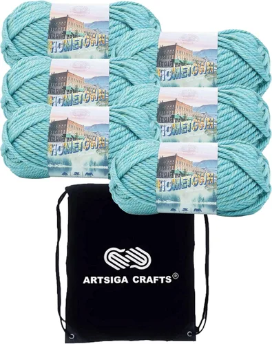 Miniatura 45 de Lion Brand Hometown New York White 135-100 (3 madejas - mismo lote de tinte) #6 S Bulky - Hila acrílica para crochet y tejer con bolsa para proyectos