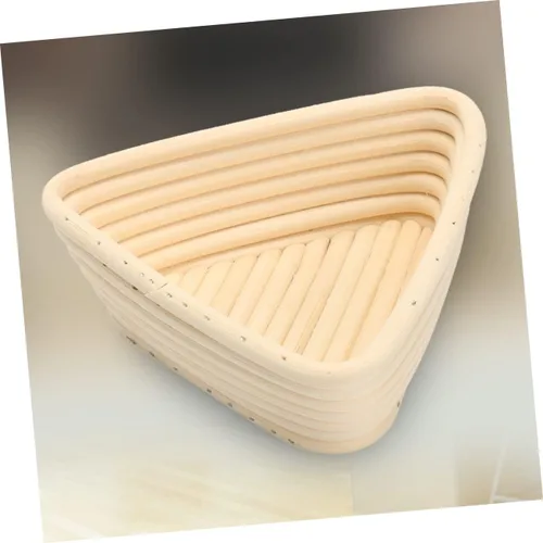 Miniatura 6 de HEMOTON Cesta de prueba tejida a mano, 2 unidades, triangular, suministros para hornear, color caqui, para panaderos caseros para masa madre