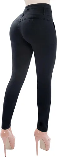 Miniatura 2 de Fiorella Shapewear Levantador de glúteos para mujer, pantalones vaqueros de cintura alta push up negro Levanta Cola Pantalones Colombianos 516BB