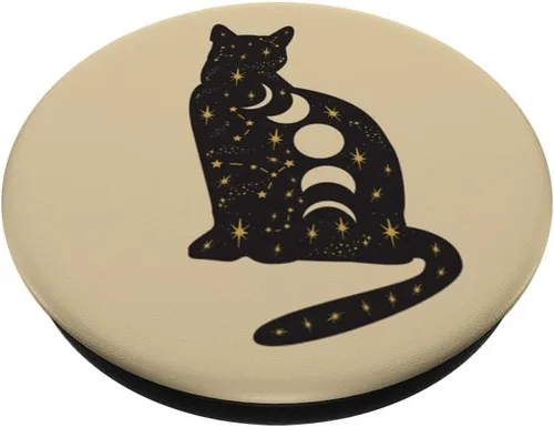 Miniatura 2 de PopSockets PopSockets intercambiables PopGrip con diseño de gato místico negro