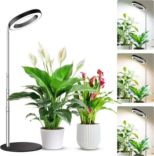 Miniatura 14 de Kullinss - Luz de crecimiento, 48 luces LED de espectro completo para plantas de cultivo en interiores con base desmontable, temporizador de Grano