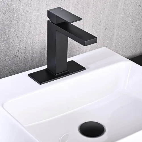 Miniatura 2 de AVSIILE Grifo de baño negro mate, grifo de baño de tocador de un solo agujero, grifos de baño modernos de acero inoxidable de una sola manija