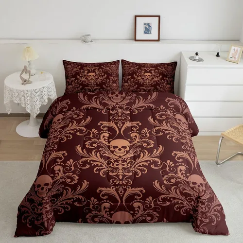 Miniatura 46 de Erosebridal - Juego de ropa de cama damascada negra para adultos, conjunto de edredón victoriano antiguo estilo barroco, tamaño queen, edredón Multi