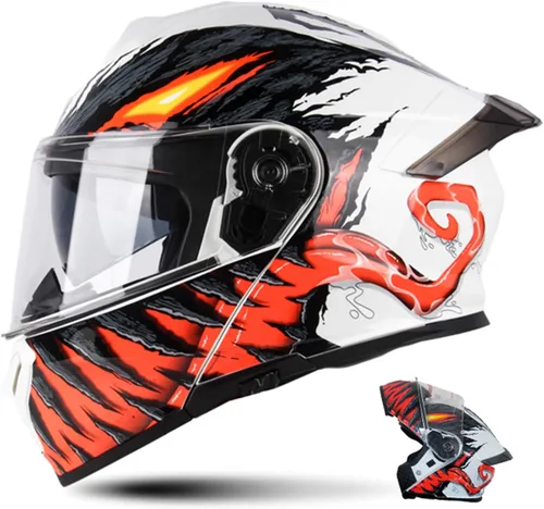 Miniatura 9 de Modular Motorcycle Helmet for Men Women, Flip Up Full Face to Open Face Helmet, DOT & FMVSS 218 Certified, Dual Visor, Removable & Washable Liner