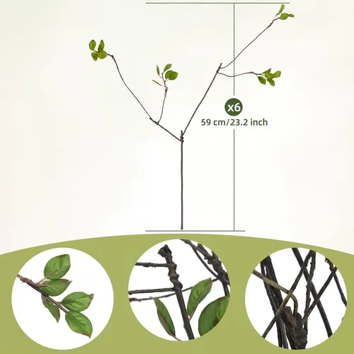 Miniatura 2 de 6Pcs 23.2inch Artificial Greenery Stems Artificial Ficus Branches Faux Ficus Twig Plants Green Silk Leaf Spray for Home Office Wedding Vase Filler