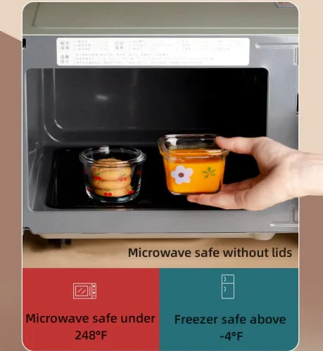 Miniatura 6 de Ivymei Paquete de 2 mini recipientes de vidrio con tapas, pequeños contadores de almacenamiento de alimentos de tulipán para porciones de alimentos