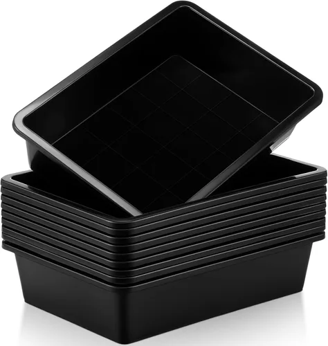 Hoteam Bandeja organizadora de almacenamiento plana, bandeja de papel para aula, organizador de archivos apilable de plástico para escuela, oficina,