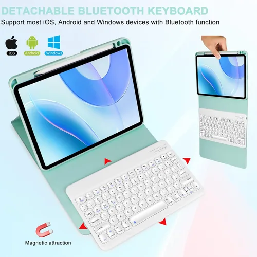 Miniatura 3 de Funda de teclado para iPad Pro11 "1ª/2ª/3ª/4ª generación con soporte para lápices, compatible con iPad Air4/Air5/Air de 11 pulgadas M2, teclado