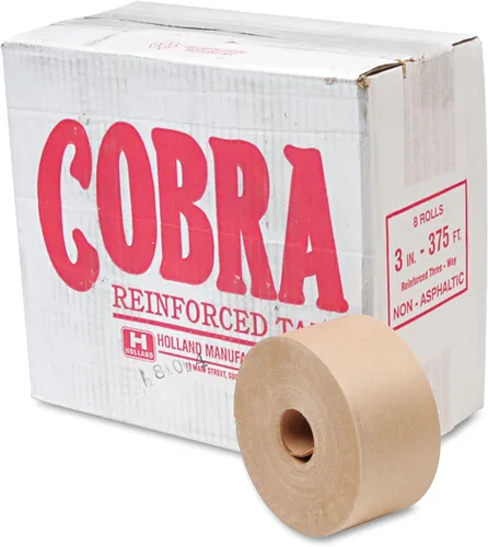 Cinta de sellado Kraft reforzada 7300, 3 x 375 pies, 8 rollos por caja