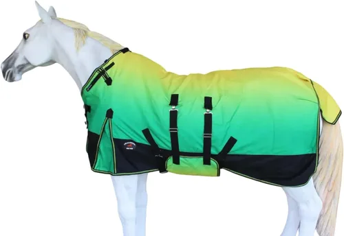 Miniatura 10 de CHALLENGER Manta de invierno impermeable de 76 pulgadas 1200D para caballo de lluvia, manta de invierno 394B Turquesa/Morado/Ombre