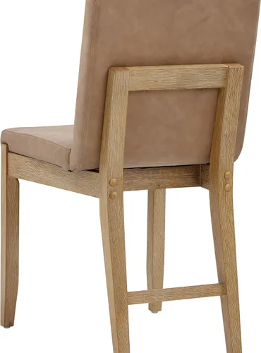 Miniatura 5 de Nathan James Gracie - Silla de comedor moderna con cojín, silla de comedor tapizada con marco de madera maciza, color marrón claro, juego de 2