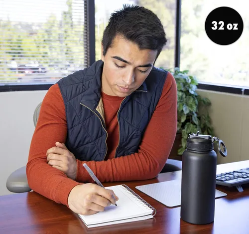 Miniatura 8 de MIRA - Botella de agua, de acero inoxidable, con tapa con popote sin BPA, con aislamiento al vacío que mantiene el frío durante 24horas y el calor