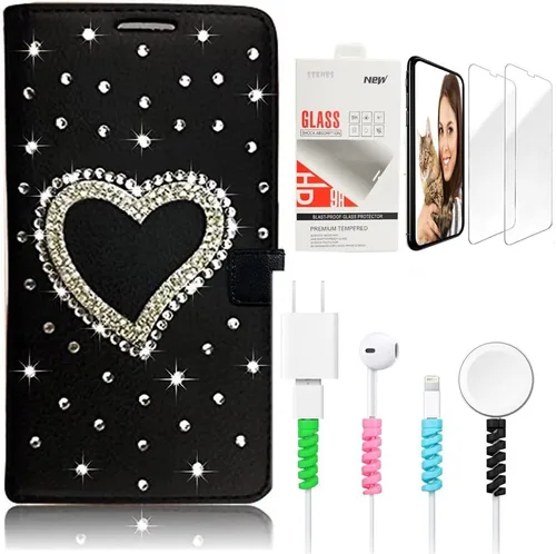 Miniatura 10 de Bling SSBLDwSPCPSeries-13 - Funda de piel con tapa y protector de pantalla y cable