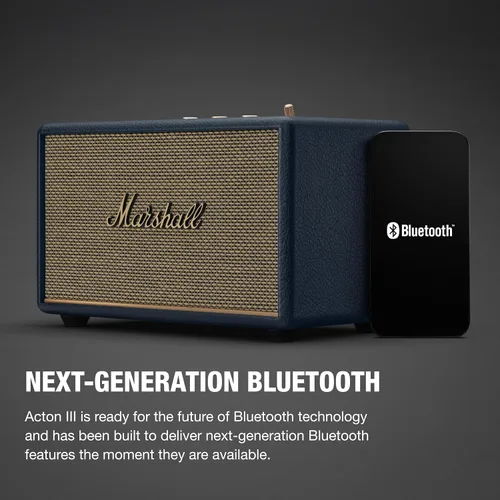 Miniatura 4 de Altavoz Marshall Acton III Bluetooth para el hogar - Sonido estéreo fuerte con controles de graves y agudos Alimentado por enchufe Entrada Azul