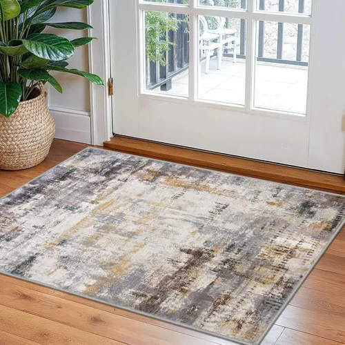 Miniatura 23 de KOZYFLY - Alfombra de pasillo moderna y lavable de diseño abstracto gris y negro, 2 x 6 pies, antideslizante, suave y de pelo corto, ideal
