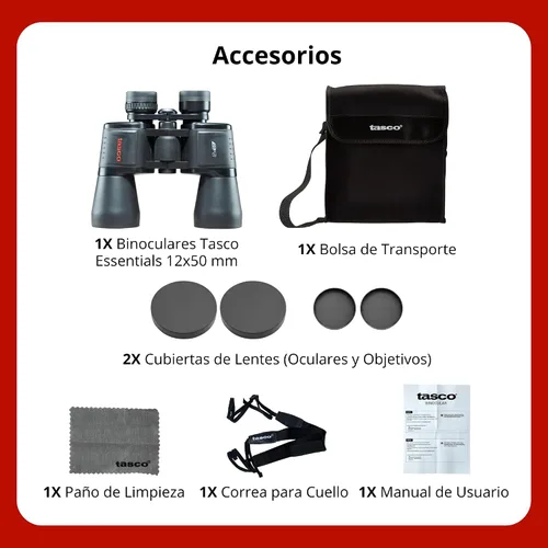 Miniatura 4 de Tasco Binoculares Porro Essentials con estuche de transporte y correa para el cuello