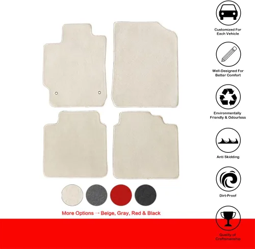 Miniatura 2 de IKON MOTORSPORTS, Alfombrillas compatibles con Toyota Camry 2007-2011, alfombra de nailon beige delantera y trasera, juego de 4 piezas, 2008 2009