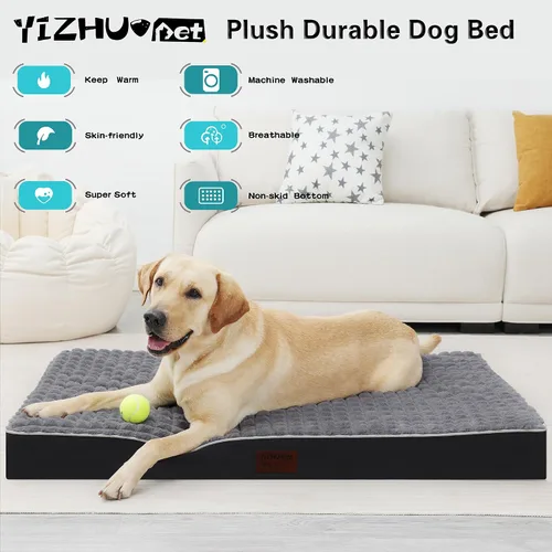 Miniatura 2 de Cama para perro, camas ortopédicas impermeables para perros grandes, medianos y pequeños, almohadilla para jaula de perro con funda extraíble Gris