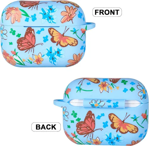 Miniatura 7 de Funda para Airpods Pro de mariposa, funda de silicona suave y bonita para Airpods Pro para mujeres y niñas con llavero para funda de carga de Apple