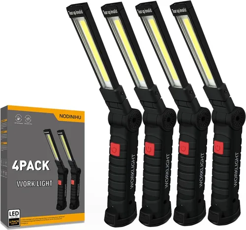 Miniatura 10 de Luz de trabajo portátil, luces de trabajo recargables con gancho colgante de base magnética, rotación de 360°, 5 modos, COB LED de 800 lúmenes, luz