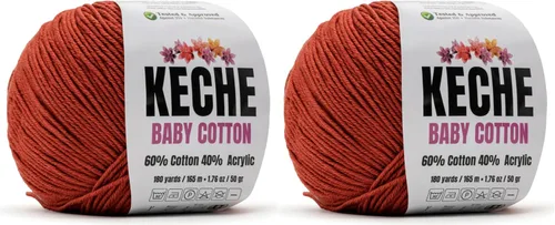 Miniatura 16 de Keche Hilo de algodón, 60% algodón, 40% hilo acrílico, hilo de algodón suave para crochet y tejer, hilo amigurumi, 1 madeja/bola, 1.76 onzas (50g)