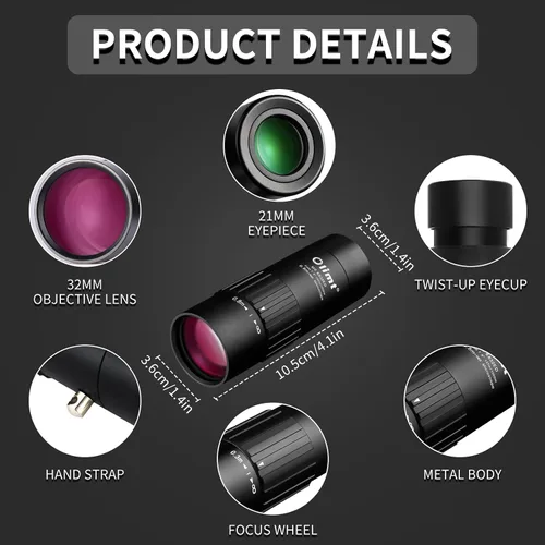 Miniatura 2 de Telescopio Monocular Olimt 8x32 Mini Monocular de Bolsillo Monoculares Compactos para Adultos