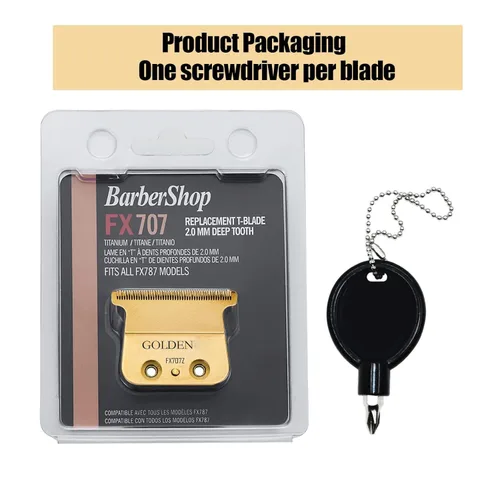 Miniatura 7 de 2 cuchillas de repuesto doradas FX707Z DLC para recortadora BaByliss PRO Barberology, cuchilla de repuesto DLC 2.0 para recortadora de cabello