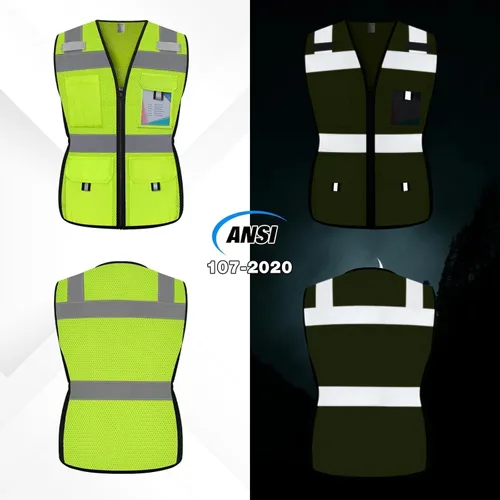 Miniatura 2 de Chaleco de Seguridad para Mujeres con 11 Bolsillos y Cremallera, Chaleco de Trabajo Reflectante de Malla de Alta Visibilidad para Mujeres Amarillo