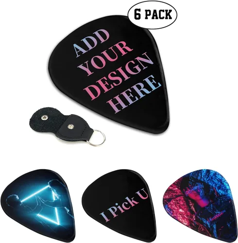 Paquete de 6-500 púas de guitarra personalizadas, diseña tu propio nombre, texto, imagen, logotipo, los mejores regalos conmemorativos para
