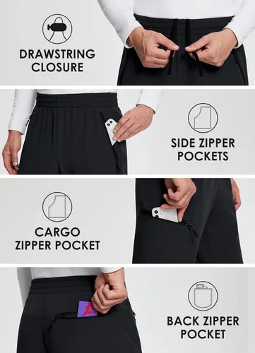 Miniatura 5 de BALEAF Pantalones cargo de senderismo con forro polar para hombre impermeables softshell y bolsillos con cremallera