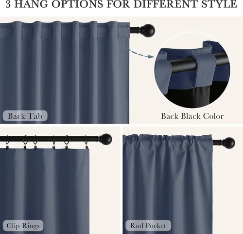 Miniatura 7 de PONY DANCE Cortinas opacas 100% cortas de 24 pulgadas de largo, medias cortinas con aislamiento térmico para ventanas pequeñas con parte trasera