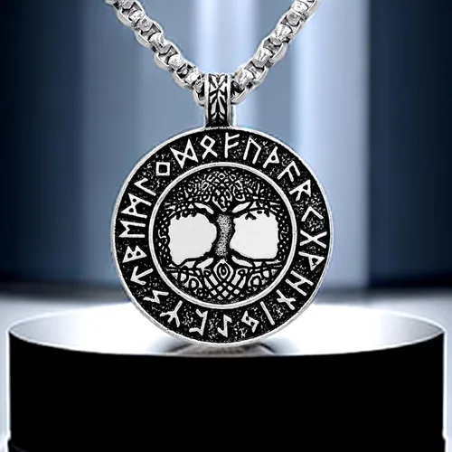 Miniatura 4 de Collar vikingo para hombre, flecha nórdica, lobo, cuervo, brújula, amuleto, joyería vikinga, collar de runa, regalo para hombres y mujeres