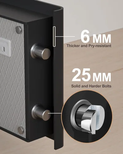 Miniatura 9 de TIGERKING Caja fuerte biométrica 3 en 1, caja fuerte inteligente para el hogar con estación de carga, cajón de armas, iluminación ajustable segura