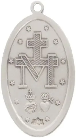 Miniatura 2 de Heartland - Medalla milagrosa ovalada de plata de ley para hombre + fabricada en Estados Unidos + cadena a elección