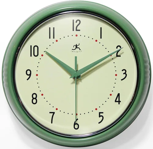 Miniatura 20 de Infinity Instruments Reloj de pared retro de 9 pulgadas, barrido silencioso, sin tictac, moderno, de mediados de siglo, para cocina, comedor