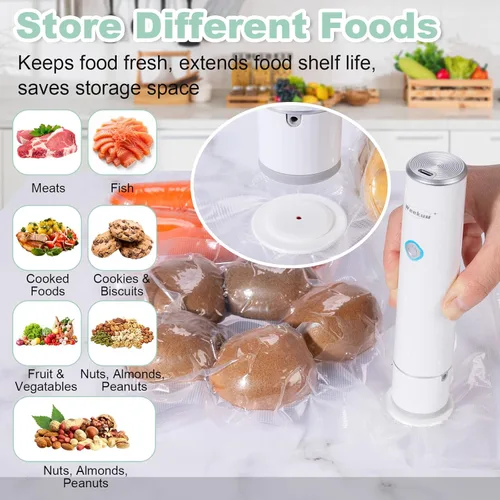 Miniatura 4 de Sellador al vacío de mano para almacenamiento de alimentos, portátil y recargable, fácil operación automática con una sola mano, 1 sellador al vacío