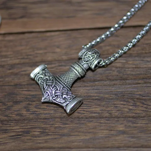 Miniatura 3 de Collar de martillo de Thor vikingo nórdico Mjolnir para hombre, joyería de talismán