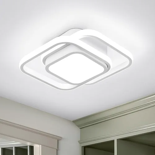 Miniatura 12 de CANEOE Lámpara de Techo Cuadrada para Pasillo, 6000K Blanco Frío Luz de Techo Moderna de Montaje al Ras, Accesorios de Iluminación LED Cromados