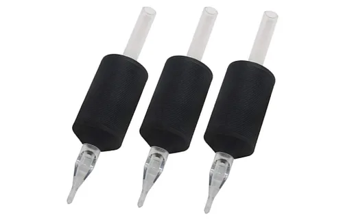 Tatmax - 20 tubos desechables de 1 pulgada y 0.984 in, puntas transparentes de silicona negra, redondos, diamantes, tubos planos (3 tubos de