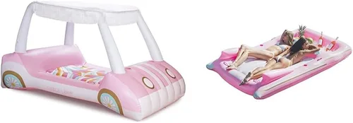 FUNBOY & Malibu Barbie Carro de golf inflable de lujo flotador de piscina de verano + FUNBOY inflable gigante de lujo rosa retro convertible clásico