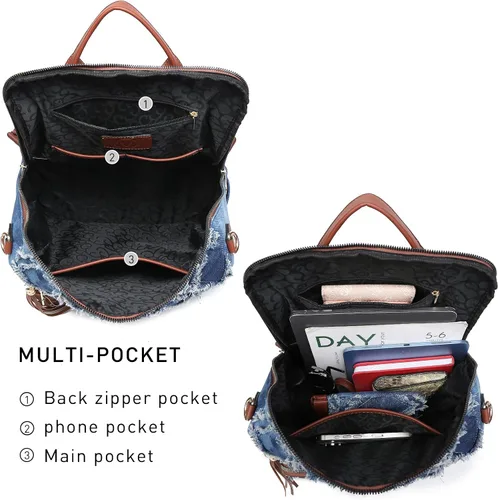 Miniatura 89 de MKP COLLECTION Mochila de moda para mujer, bolsa convertible grande para mujer, mochila de viaje, bolsa de hombro, juego de 2 piezas con borla, Beige