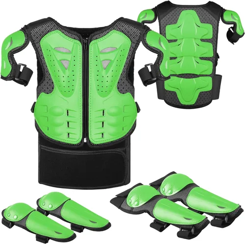 Miniatura 14 de JUSTDOLIFE 5 piezas de equipo de motocross juvenil, chaqueta de protección de armamento de motocicleta, armadura de motocicleta para niños con Azul