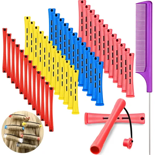 48 piezas de varillas para el cabello permanente, varillas cortas de onda fría de plástico, planchas para rizar el cabello, rodillos para rizar el
