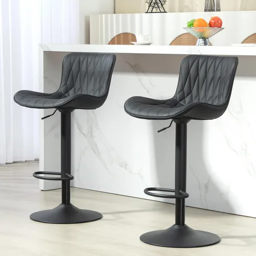 Miniatura 2 de Finnhomy Juego de 2 taburetes de bar, modernos taburetes de bar giratorios de piel sintética de 360°, altura del asiento de 24 a 32.5 pulgadas