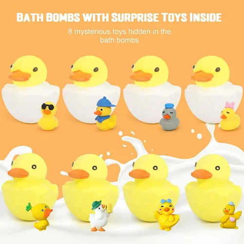 Miniatura 3 de Bombas de baño para niños con sorpresa en el interior, paquete de 8 bombas de baño para niños, juego de regalo de bombas de baño de burbujas