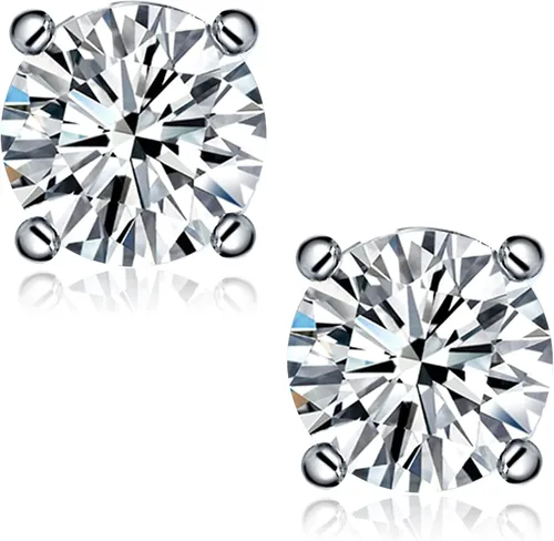 Aretes de tuerca de moissanita, 0.6 a 4 quilates, color D, claridad VVS1, corte redondo, brillantes, cultivados en laboratorio, chapados en oro