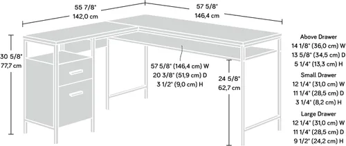 Miniatura 3 de Sauder Market Commons - Escritorio en L de madera y metal en roble Prime