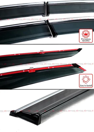 Miniatura 2 de Deflectores de protección contra la lluvia con moldura cromada de alta calidad, con clips compatibles con Honda Accord LX EX EX-L Sport Touring