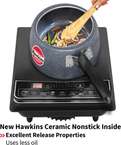 Miniatura 5 de Hawkins Olla a presión antiadherente de cerámica, cocina de tapa interior de inducción, cocina en forma de contura de granito, mejor cocina, azul